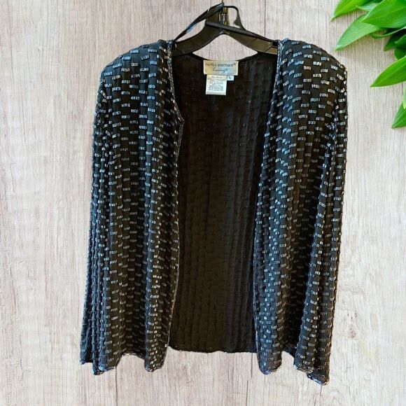 Papell Boutique Evening Silk Embroidered Jacket Vintage - Picture 1 of 9